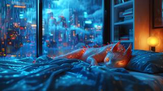 🌙 Futuristic Anime Night Ambience | Rain Sounds & Soft Lofi | 8 Hour Sleep Stream screenshot 2