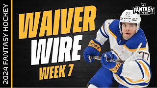 2024-25 Fantasy Hockey - Week 7 Top Waiver Wire Players to Add - NHL Fantasy Hockey Advice