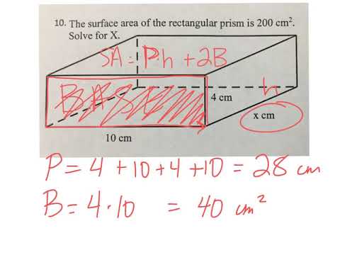 Surface area - rectangular prism algebra - YouTube