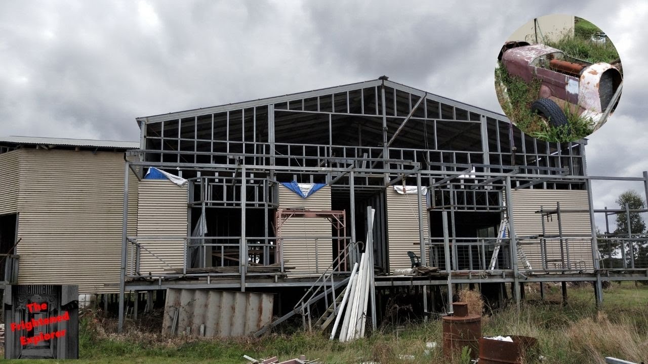 Abandoned half built home, hall? // Found an old hot rod!!