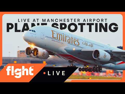 Manchester Airport LIVE (EGCC) 🧡 A380, PIA 777 & Heavy Jets – Sunset → Night