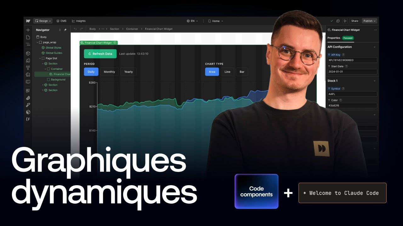 Graphiques dynamiques avec Webflow Code Components et Claude AI - YouTube