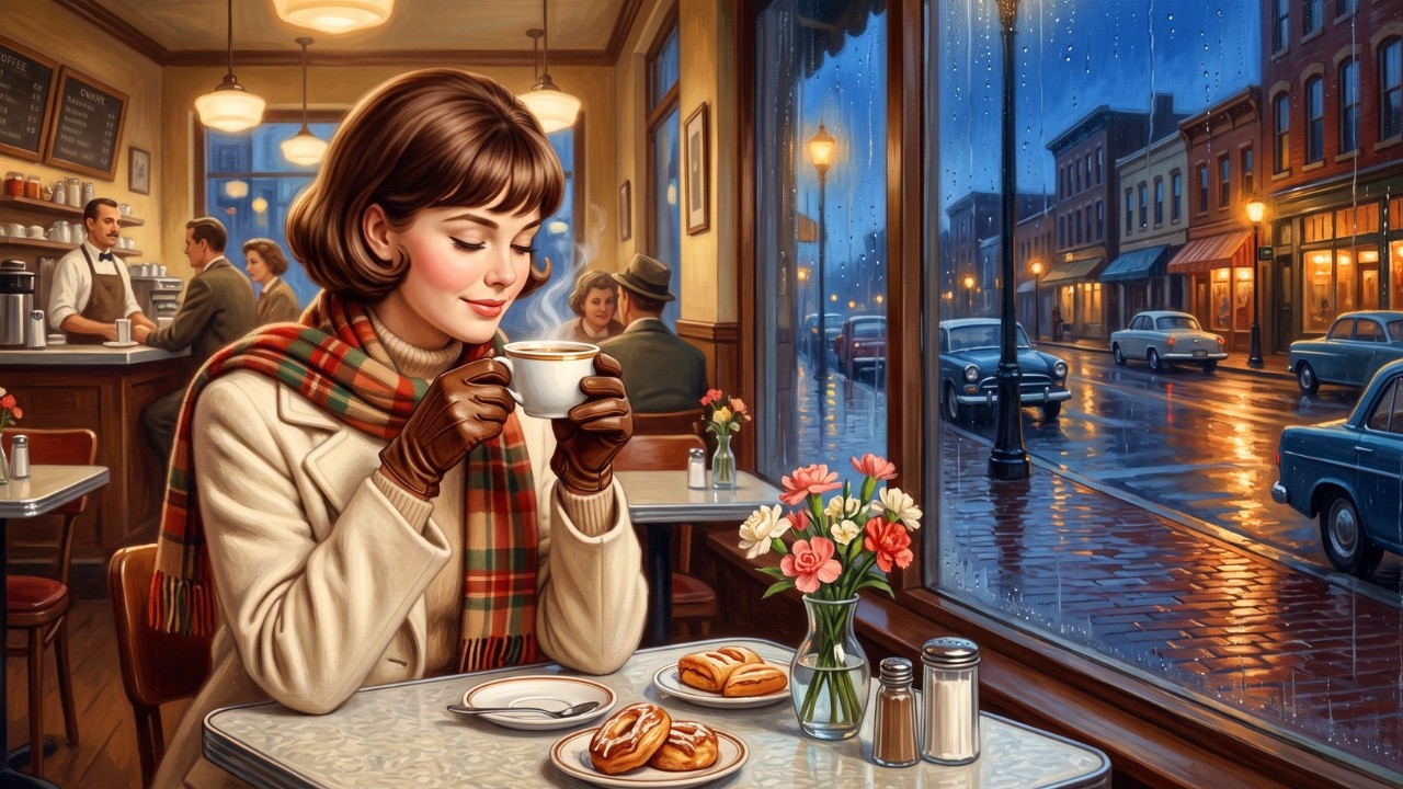 Coffee & Rain in a Small American Town, 1958 ☕ | Relaxing Vintage Americana Music