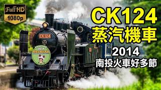2014 南投火車好多節 小熊學校 夏日的旅行 CK124蒸汽機車與R66柴電機車牽引四輛藍皮普通車廂