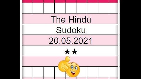 Today The Hindu Sudoku 2 Star Solution | 20.05.2021