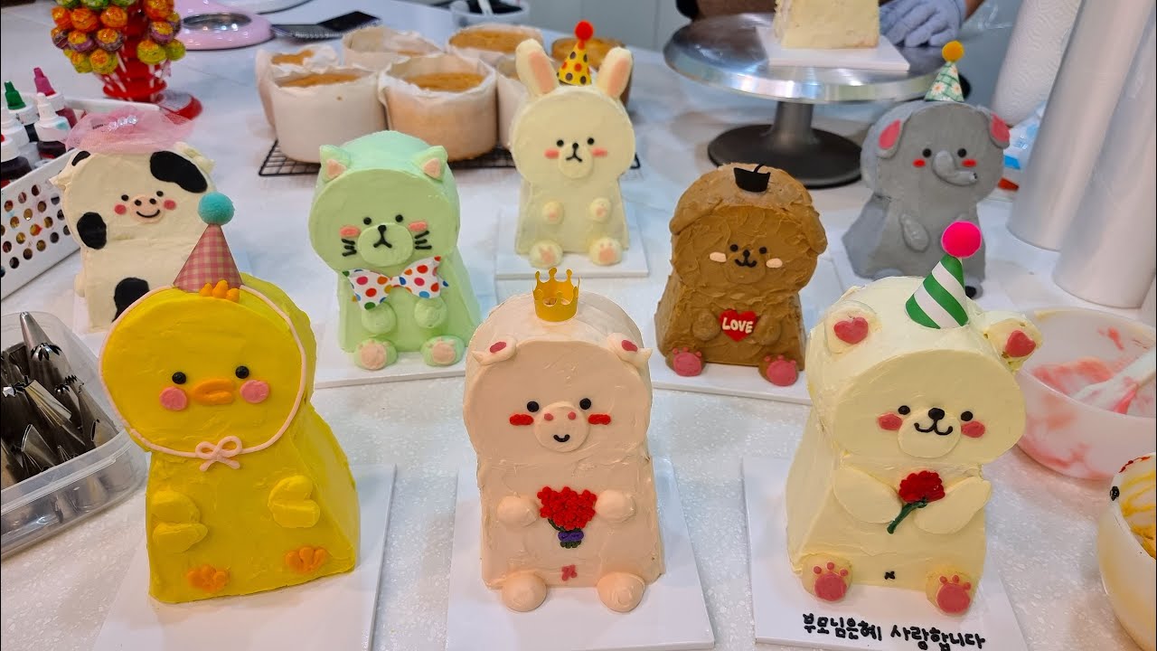 So cute! How to make a more special animal two-tier cake - Korean food