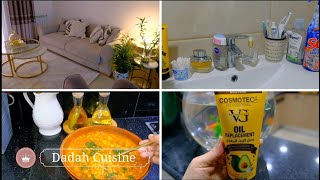 روتين صباحي مغيم☔️تنظيف ،ترتيب،تعطير👍طريقتي في تحظير أطيب و أسهل محمصة بنتها😋غسلوها و جابوها👌