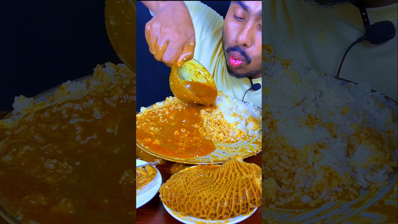 Very Spicy Gravy,Rice,Mutton Boti Curry Eating 