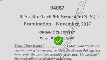 2017 Mdu BSc Biotech 5th Sem Organic Chemistry Question Paper