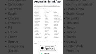 Australian Immi App Eligible Countries #australia #visaaustralia #australianmigrationhorizons