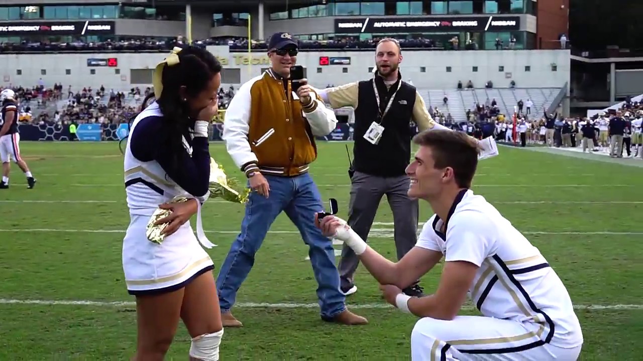 Georgia Tech Cheerleader Pops Surprise Proposal At Football Game