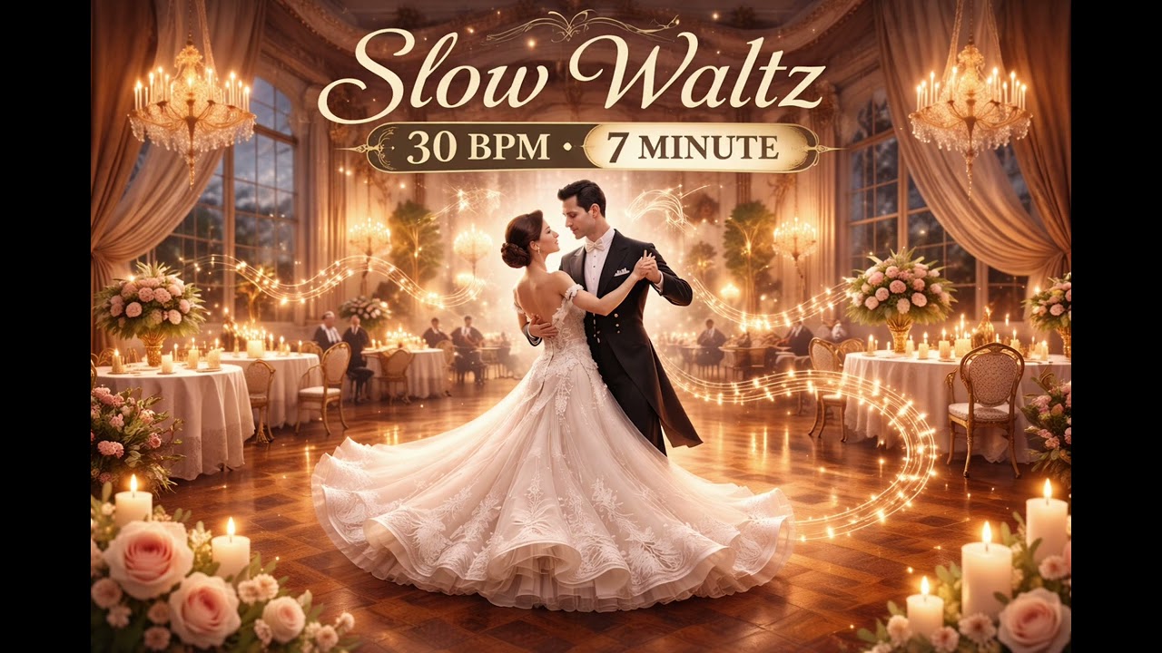 Slow Waltz Music Instrumental – 30 BPM | 7 Minute Ballroom Practice