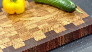 Making an end cutting board from oak and sapele