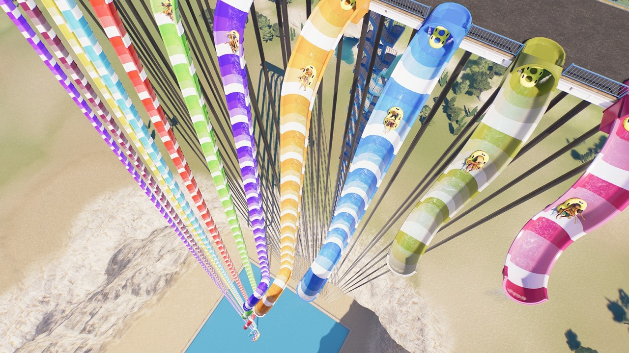 Short To Long 1600 FT Height Double Inner Tube Water Slide - Planet Coaster 2