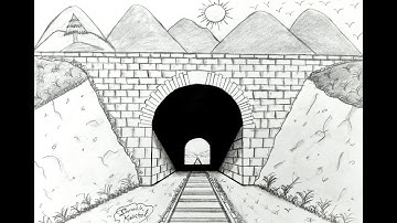 Train Tunnel Scenery Remastered (2020) |1-Point Perspective Drawing|