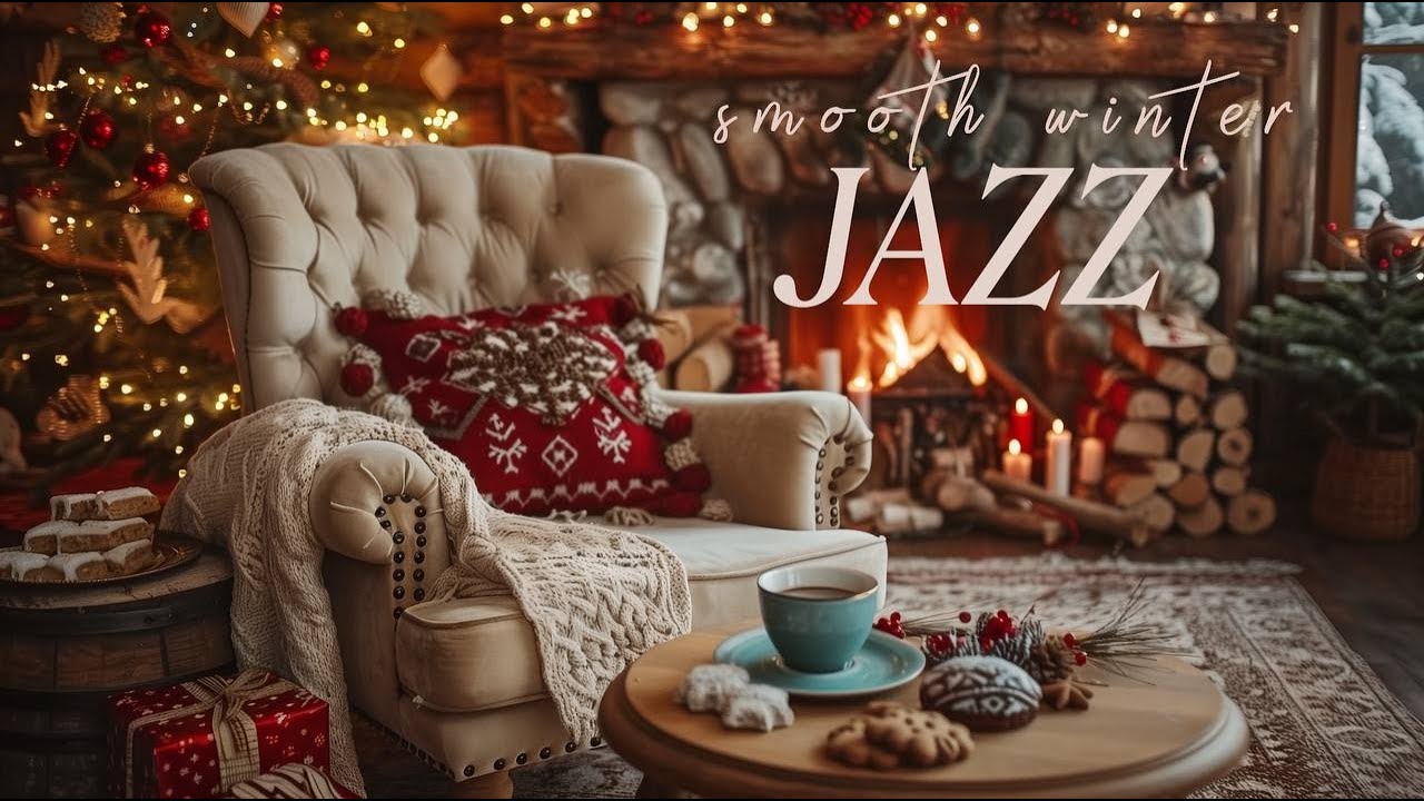Cozy Fireplace Jazz ❄️ Warm Winter Lounge for Relax & Sleep