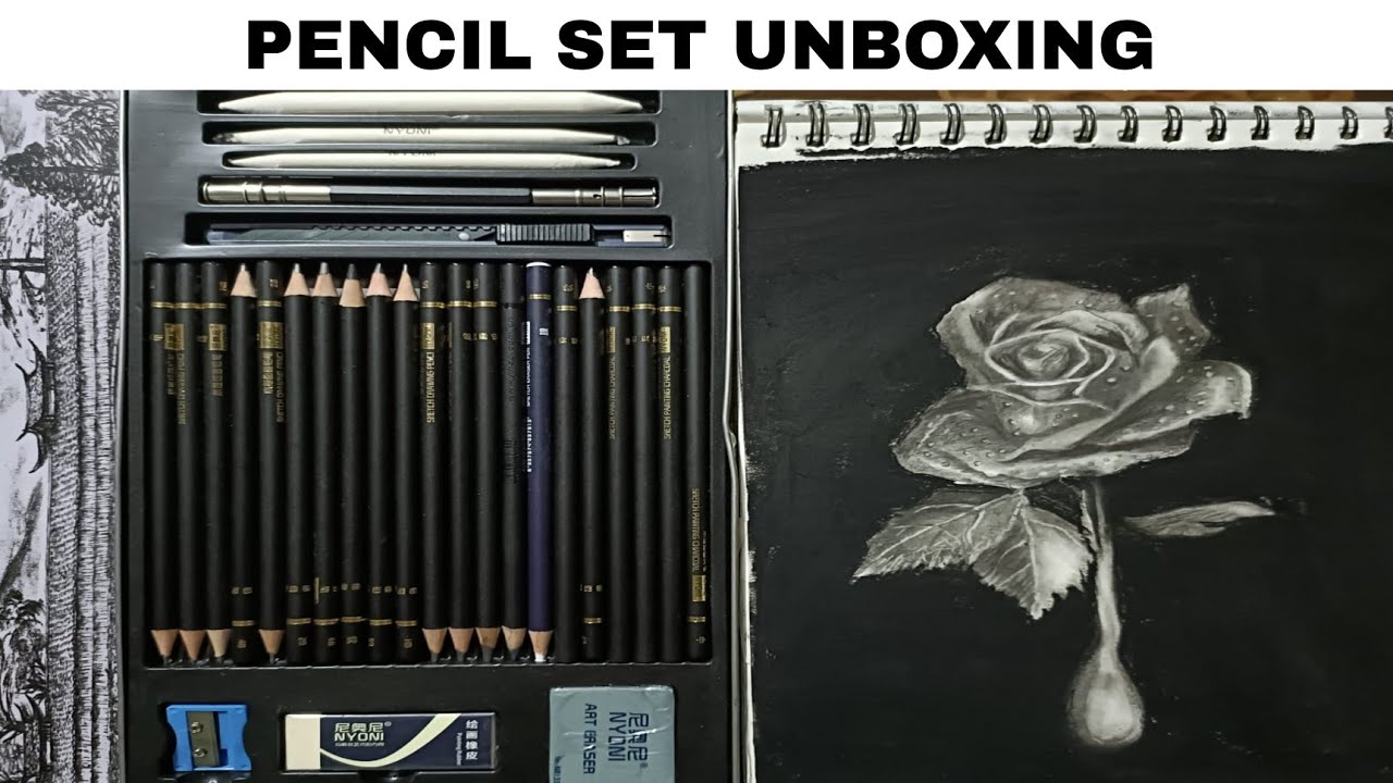 NYONI Sketching Pencils Set, Metal Box Packaging, Including Graphite  Pencils、Charcoal Pencils、Blending Stumps and other tools for drawing (A set  with