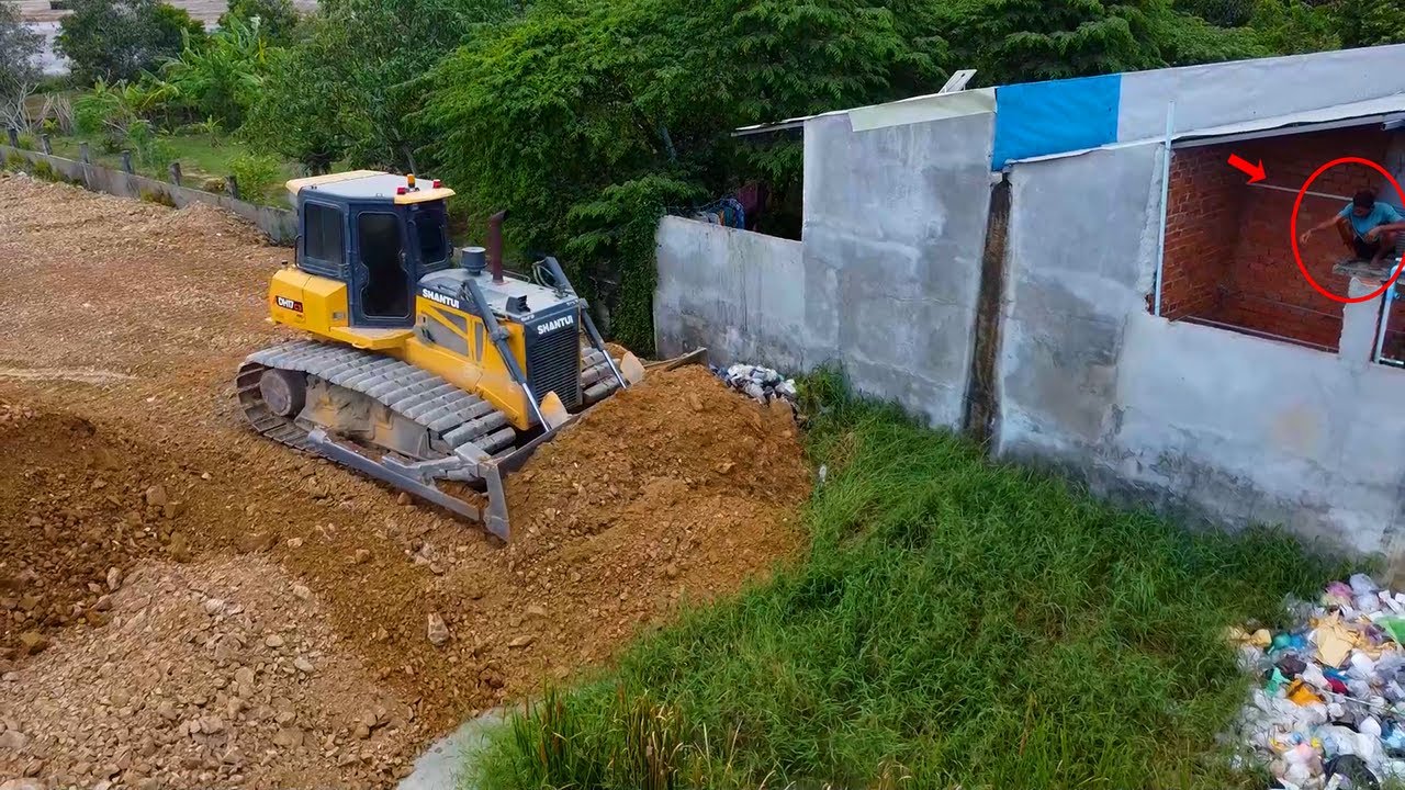 Today Update Next Part Complete Corner Landfill Delete Pit Field by SHANTUI DH17 C3 with dump truck