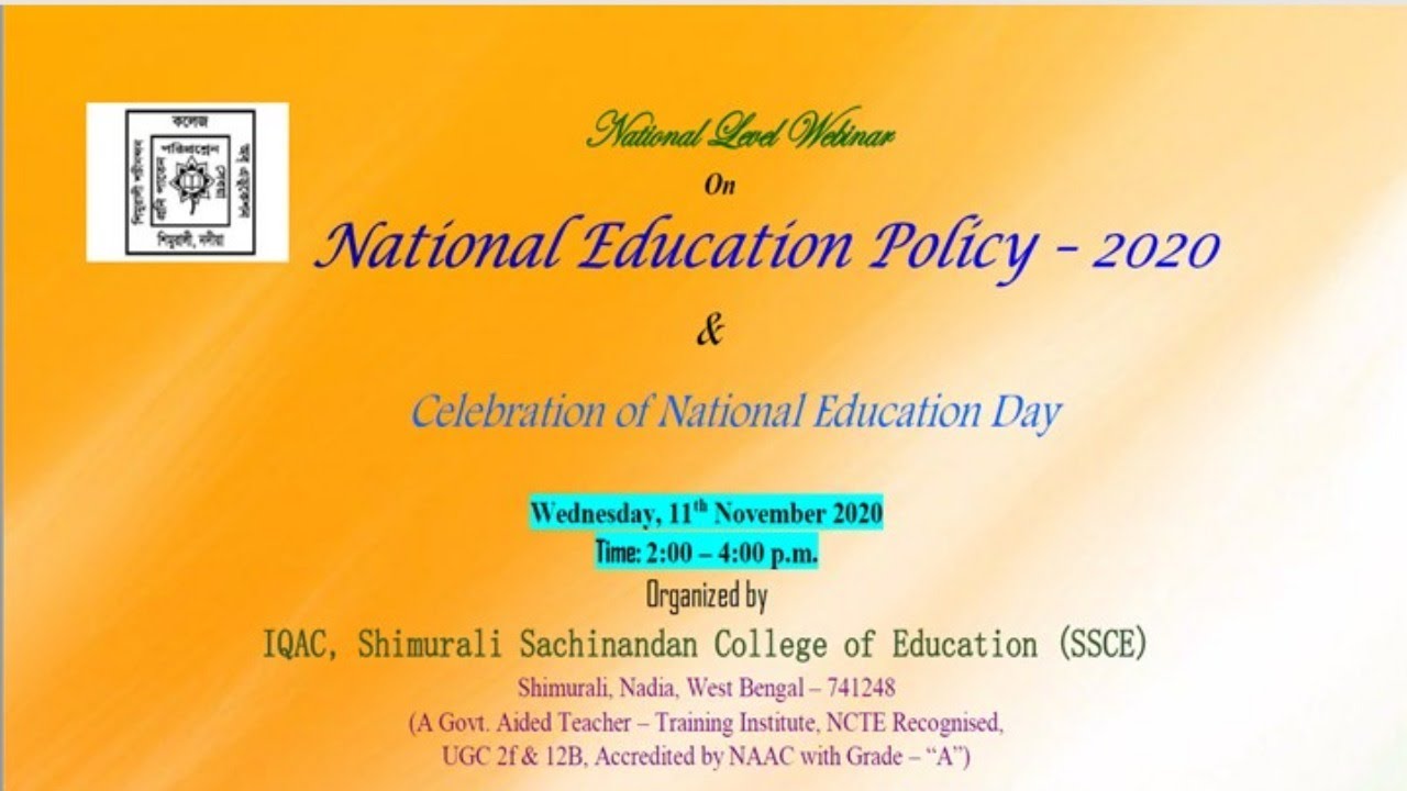 National Level Webinar On "National Education Policy 2020 & Celebration ...