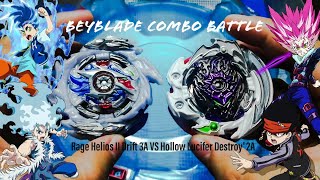 Beyblade Combo Battle | Rage Helios II Dr 3A VS Hollow Lucifer Ds' 2A | Short Battle