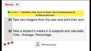 Take input from user and calculate Sum of Two Integers & Student Marks | #java  #placement  #Prep