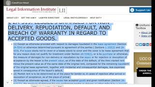 U.C.C. - ARTICLE 2A PART 5 B. DEFAULT BY LESSOR Continued