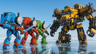 Kitten and his dad found thomas and friends robot! (GIANT MONSTER TRAIN BATTLE) 