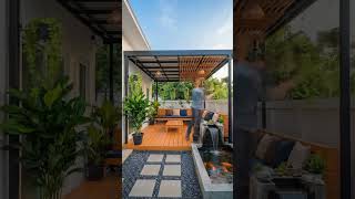 Small Patio Transformed into a Cozy Outdoor Lounge | Warm Pergola Design #Courtyard_renovation