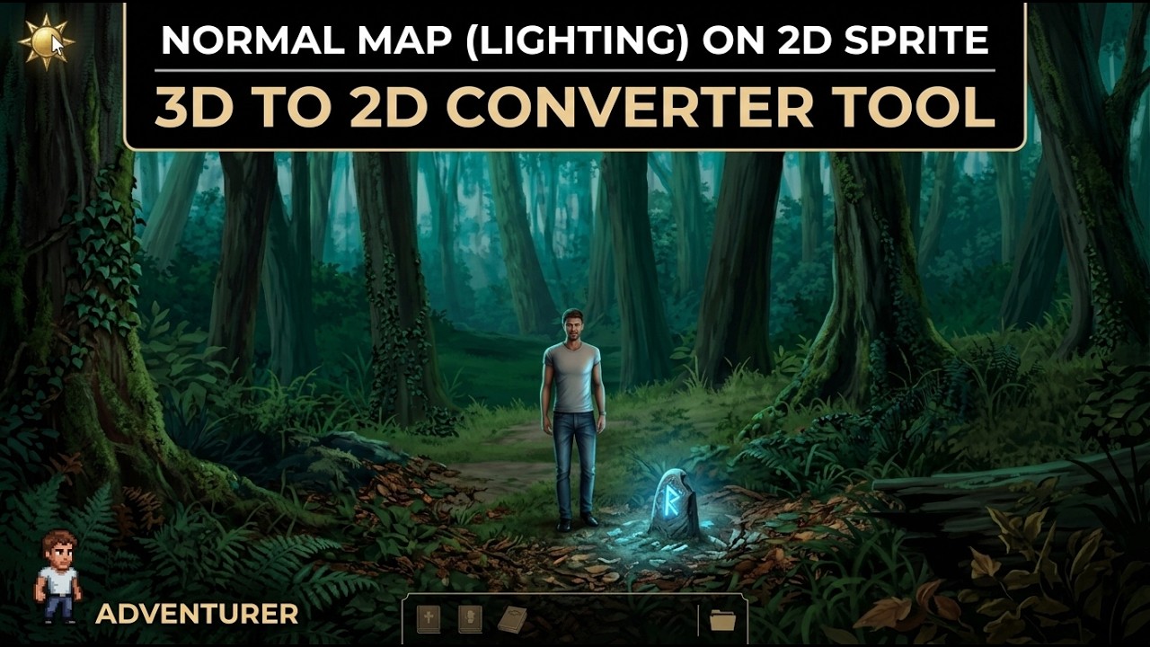 Normal Map (Lighting) on a 2D Sprite + 3D to 2D Converter Tool - YouTube
