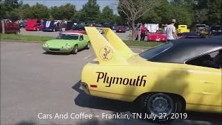 Yellow Superbird and Z/28 - Cars And Coffee, Franklin, TN July 27, 2019