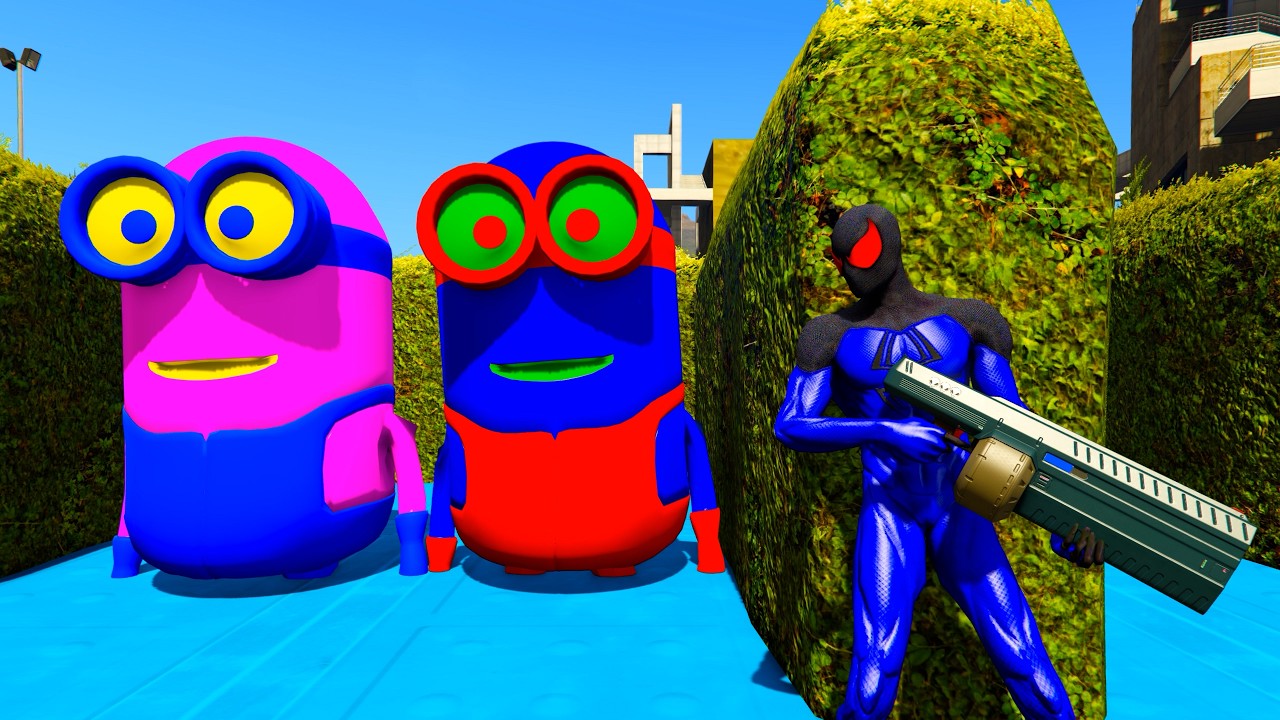 GTA 5 Funny Ragdoll Spiderman vs Blue Minion and Red Tung Tung Sahur Epic Eps #6