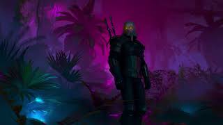 Geralt of Rivia from The Witcher standing in deep, dense Amazon rainforest