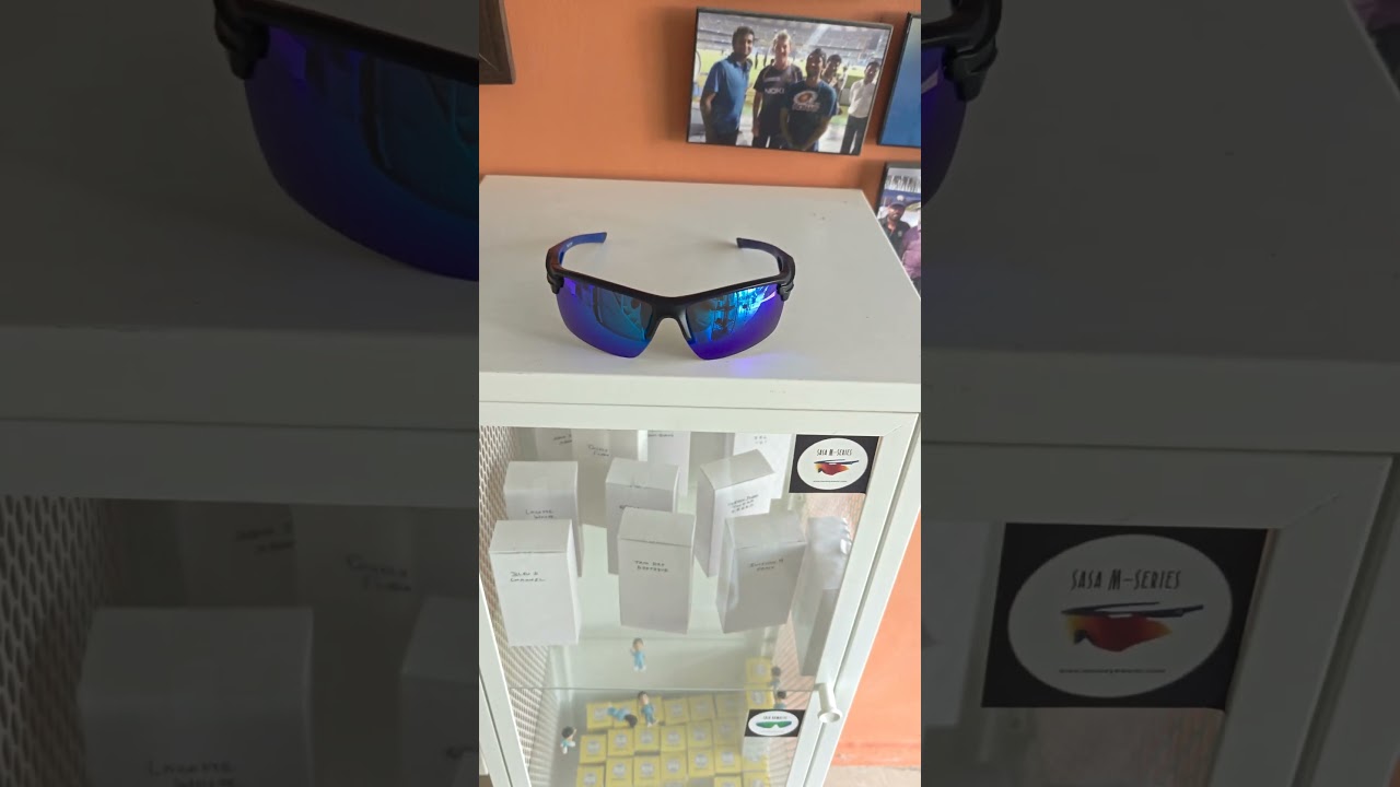 SASA Predator Matte Black Frame Blue Lens Sports Sunglasses 