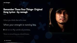 Information Remember These Four Things  Original Song Lyrics • by ramsgb News