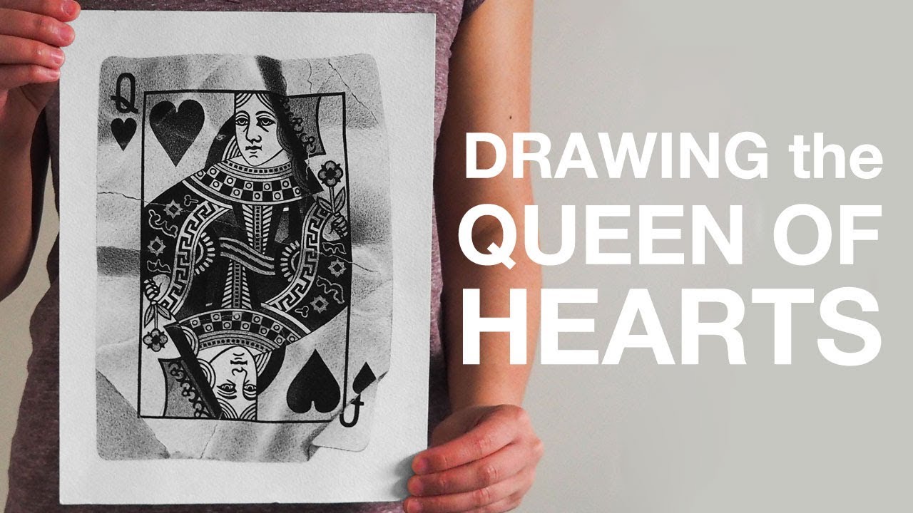 Queen Of Hearts Pen Drawing Youtube