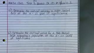 MATH 1342 Test 3 Review Chapter 10