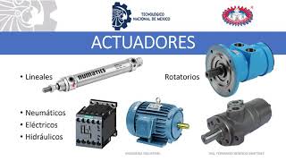 Tipos de actuadores industriales, neumáticos, hidráulicos y eléctricos.