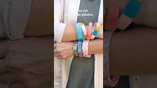 Pulseras hechas con botellas de plástico. Reutilizacion y reciclaje creativo