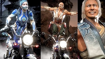 MK11 All Characters Perform Terminator Motorcycle Tricks FRIENDSHIP (Defalt Skins)