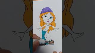 coloring a cute 😍 Bratz doll #coloring #drawing #satisfying