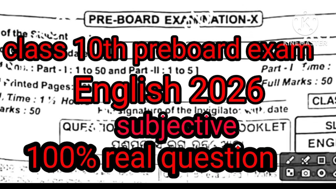 CLASS 10TH PRE-BOARD EXAM 💯 REAL QUESTION PAPER ENGLISH SUBJECTIVE 2026 ...