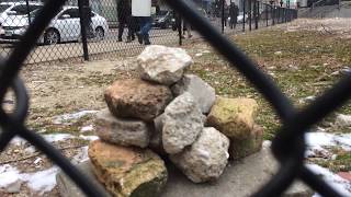 Rock pile at empty lot of 130 N Franklin in Chicago