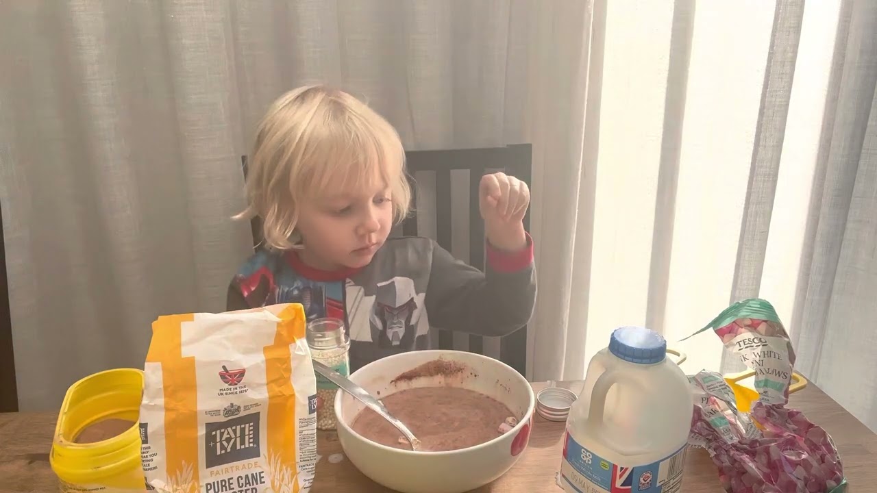 Cooking with Xander at 4 Years Old