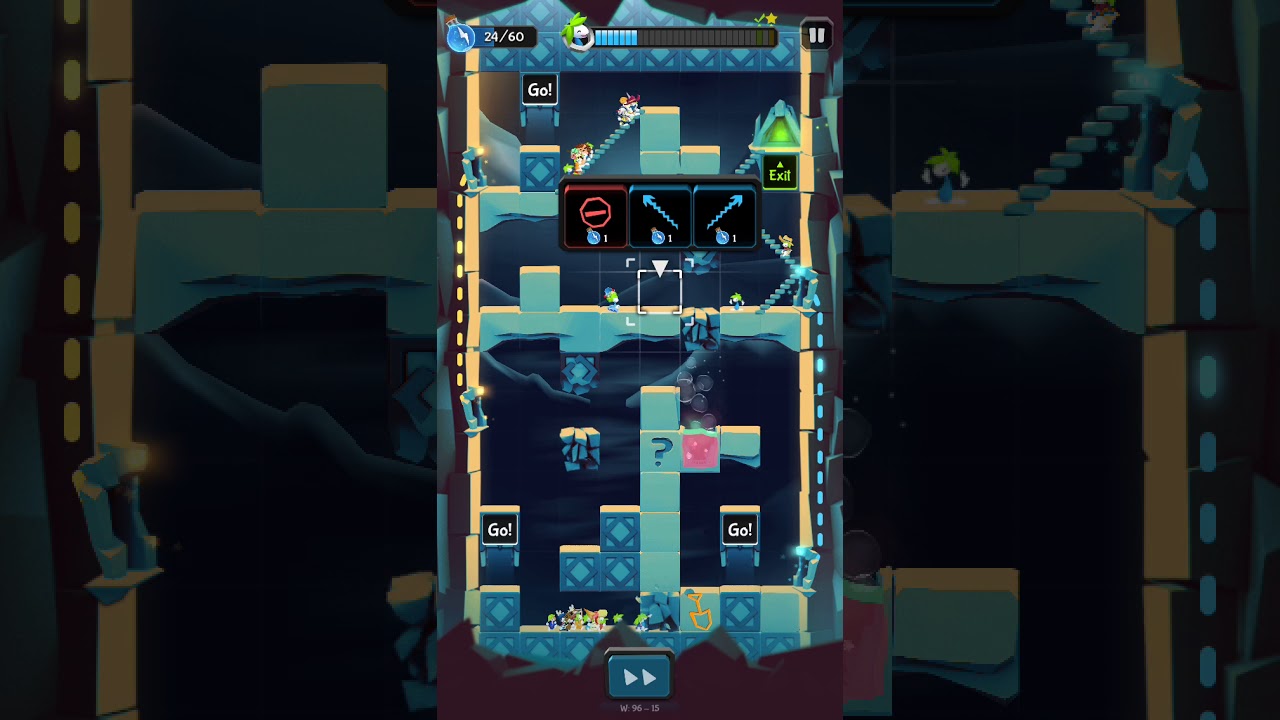 Lemmings. Level W 96-15. Walkthrough.