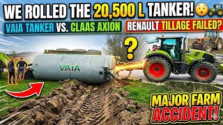 We Rolled a 20,500 L Tanker into the Ditch 😮🚜 #vaia #claas #renault #farmlife 
