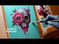 WHY I STRUGGLE WITH ACRYLICS 🎨 Skull Painting Process