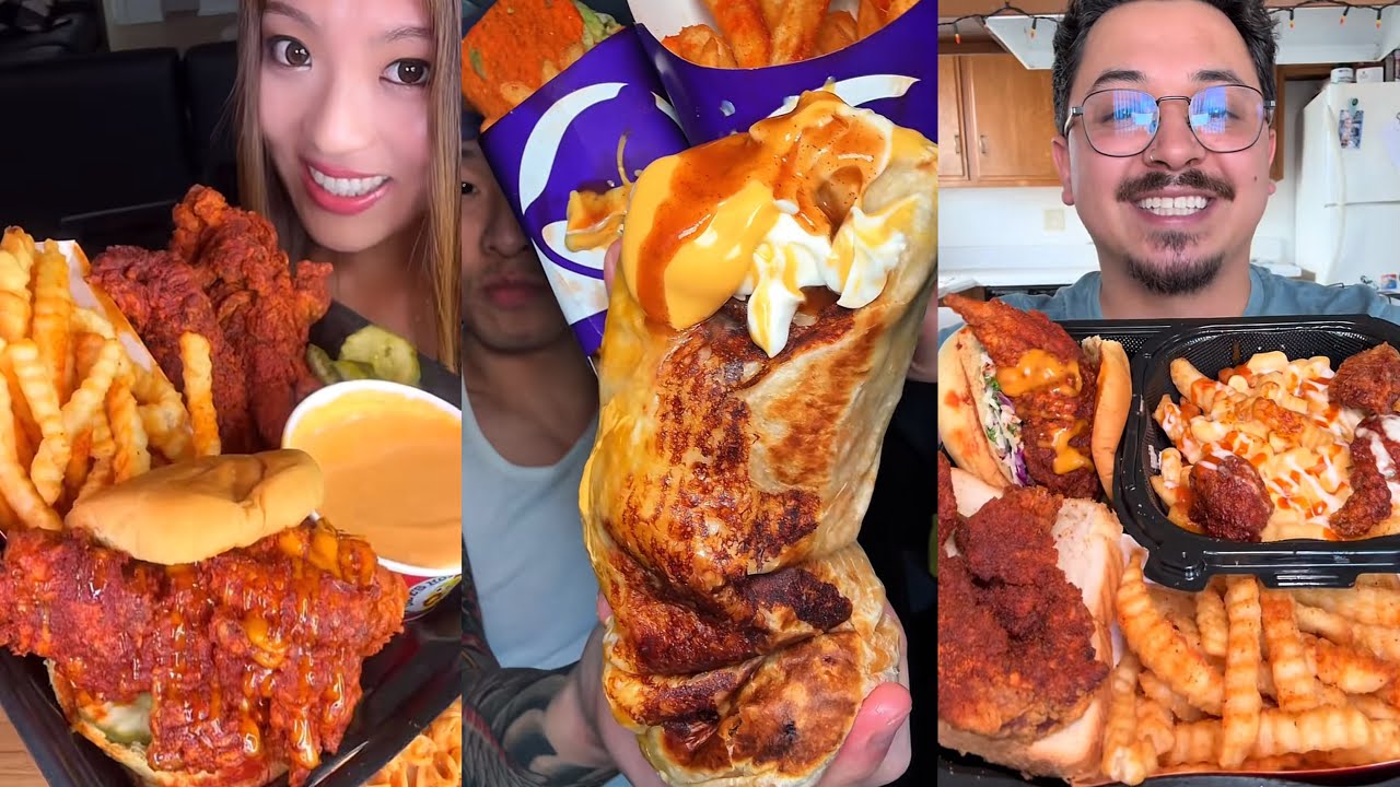 *TIKTOK* big bites mukbang compilation | Taco bell, Raising Canes, Dave’s, Wingstop and many more!