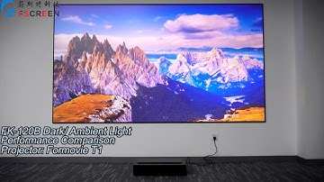 Fscreen Fresnel ALR Fixed Frame Projection Screen 120 Inch Effect Comparison Under Dark/Bright Light