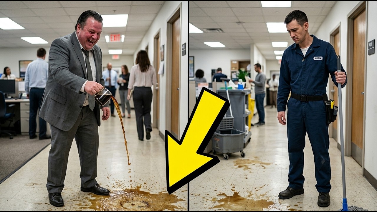 Myślał, że stażystka jest bezbronna. Nie wiedział, że sprzątacz obserwuje każdy jego ruch!