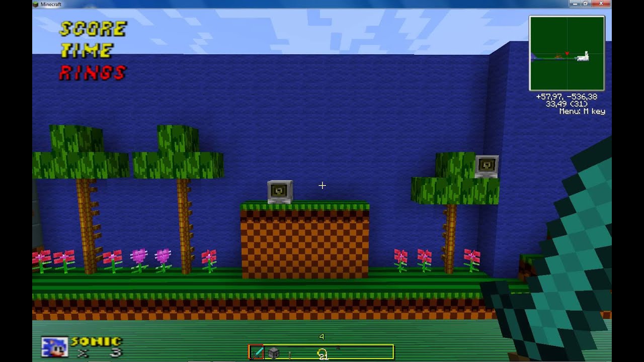 Mapa do Sonic com texture pack + Download para Minecraft 1 